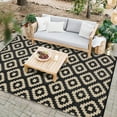 thumbnail image 6 of Funslane 9x12' Outdoor Rug, Reversible Plastic Patio Rugs with Storage Bag, Portable Modern Waterproof Outside Carpet for Camping, Balcony Deck Backyard, Black & Coffee, 6 of 9