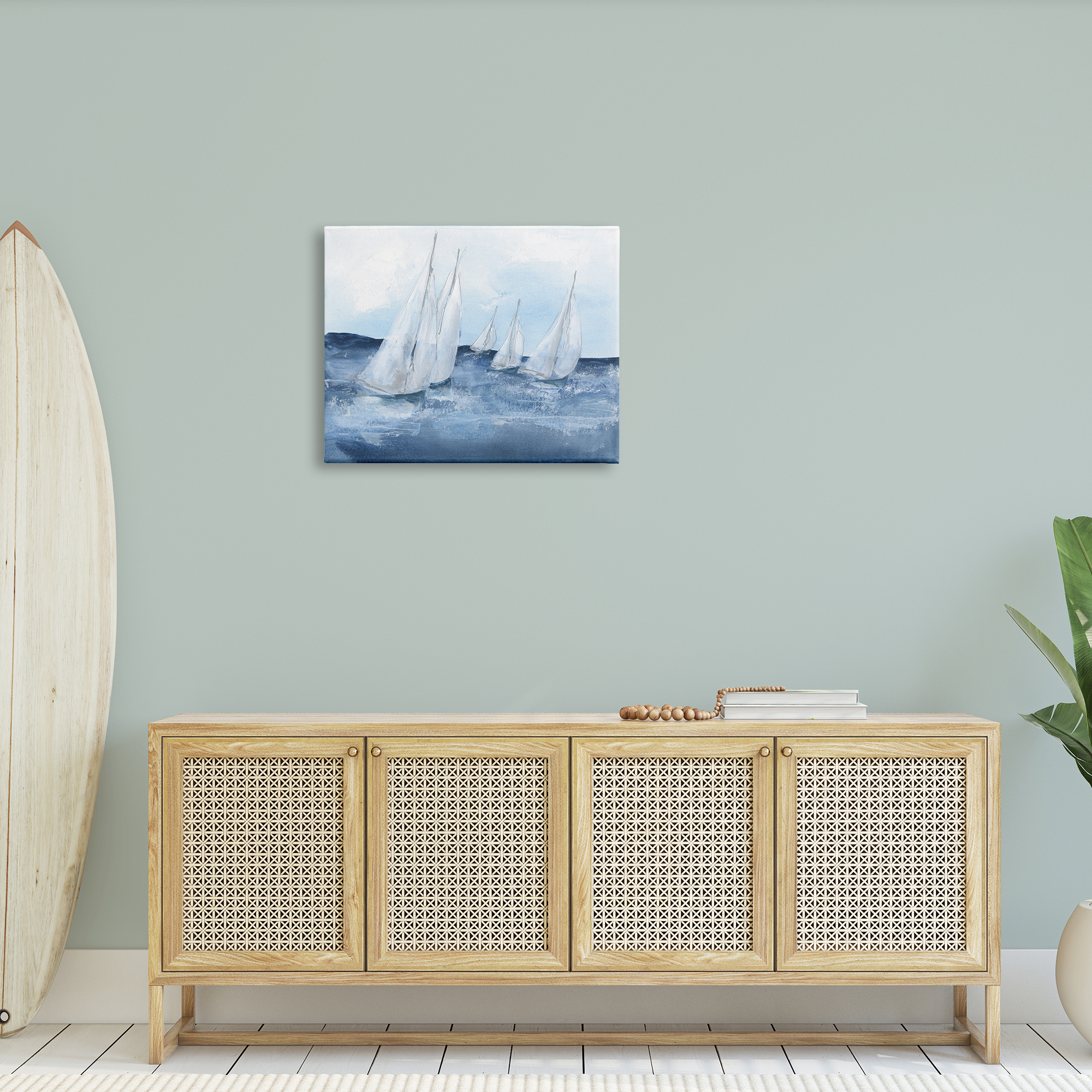 Stupell Industries White Sailboats Coasting Ocean Waters Blue Tide, 30 x 24,Design by Chris Paschke