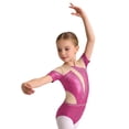 thumbnail image 3 of vastwit Kids Girls Gymnastics Leotard Ballet Dance Bodysuit Short Sleeve Acrobatics Performance Tumbling Outfit Hot Pink 6, 3 of 6