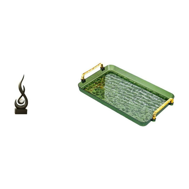 Escultura abstracta de fuego, estatua de arte abstracto, adorno moderno, figura coleccionable de llama de resina, juego de bandeja con asa rectangular