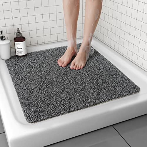 Shower Mat Non-Slip, Soft Comfort Bath Mat with Drainage Holes, PVC Loofah  Massage Bathmat for Shower, Bathroom, Wet Areas, Quick Drying