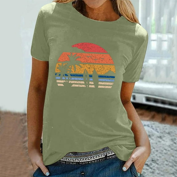 Mingw Womens Tops Beach Tops Short Sleeve T Shirt for Women 2025 Country Graphic Tee Vintage Summer Blouses