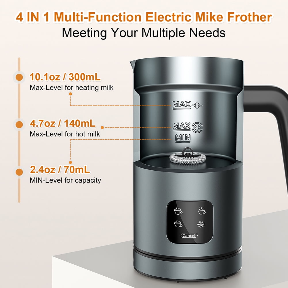 Kepooman Milk Frother, 4 in 1 Electric Automatic Milk Steamer with LED Touch Screen Pan Kepooman Milk Frother, 4 in 1 Electric Automatic Milk Steamer with LED Touch Screen Pan