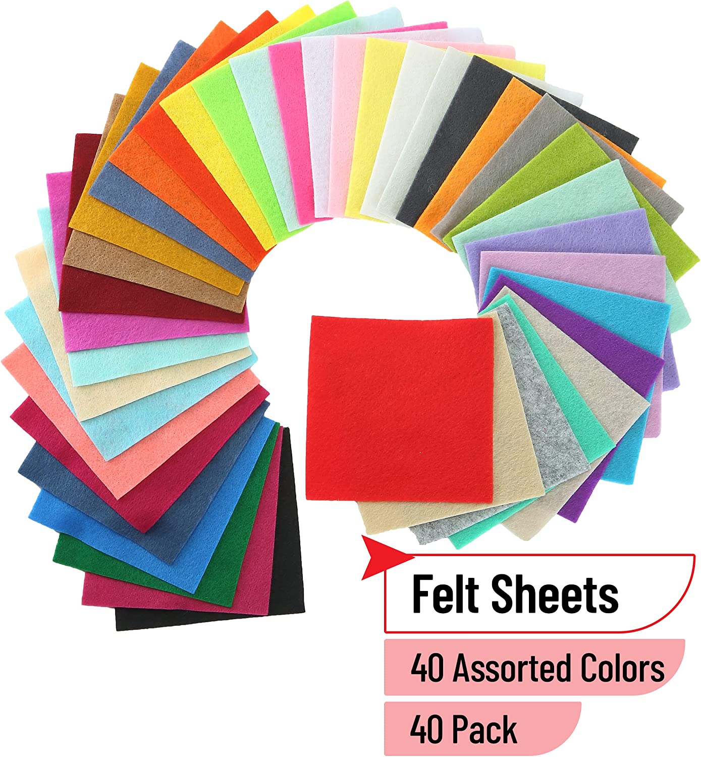 Mr. Pen- Felt, Felt Sheets, 40 Pack, 4 x 4 Inch, Assorted Colors, Felt  Sheets for Crafts, Felt Fabric, Felt for Sewing, Fleece Fabric, Craft Felt, Felt  Squares, Felt for Crafts, Craft