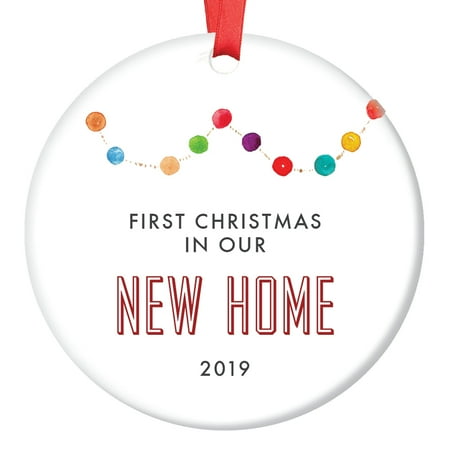 - New Home Ornament 2019, Gift for New Homeowners Ceramic Xmas Ornament Present for Housewarming Party First House Colorful Garland Christmas Keepsake 3