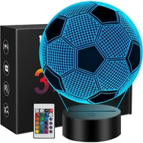 Wanocean Soccer 3D Illusion Lamp with Remote Control 16 Color Changing Soccer Accessories Stuff Night Light