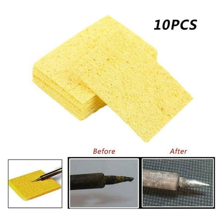 

10PCS New High Temperature Pads Enduring Yellow Electric Welding Cleaning Sponge Soldering Iron