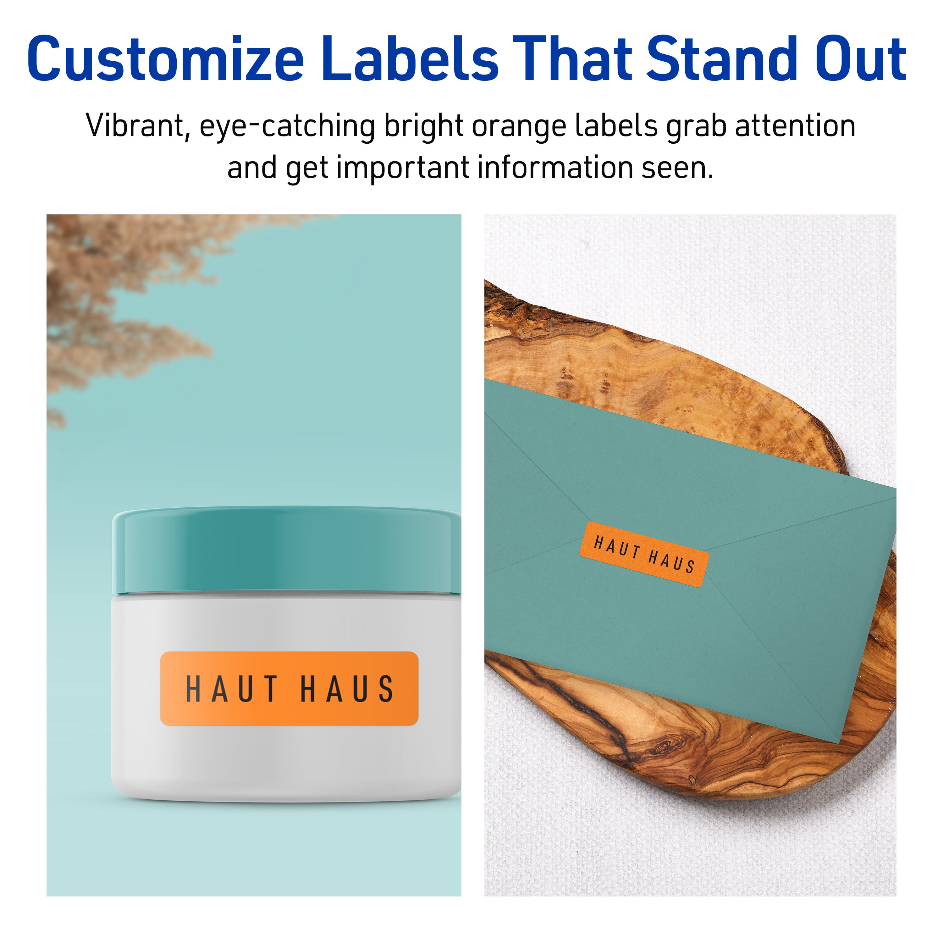 Avery Printable Rectangle Labels, Bright Orange, 1" x 1.5", 640ct