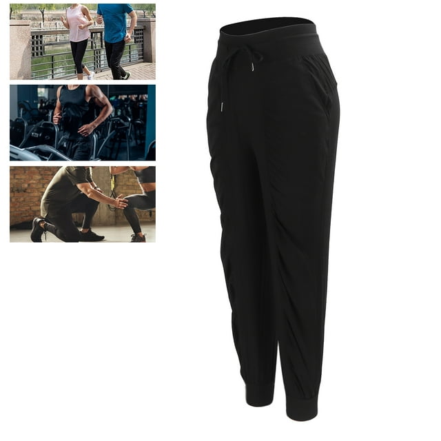 Fitness Joggers, Black Fashionable Polyester Drawstring Sweatpants Soft Washable for Sports Running S,M,L,XL,XXL