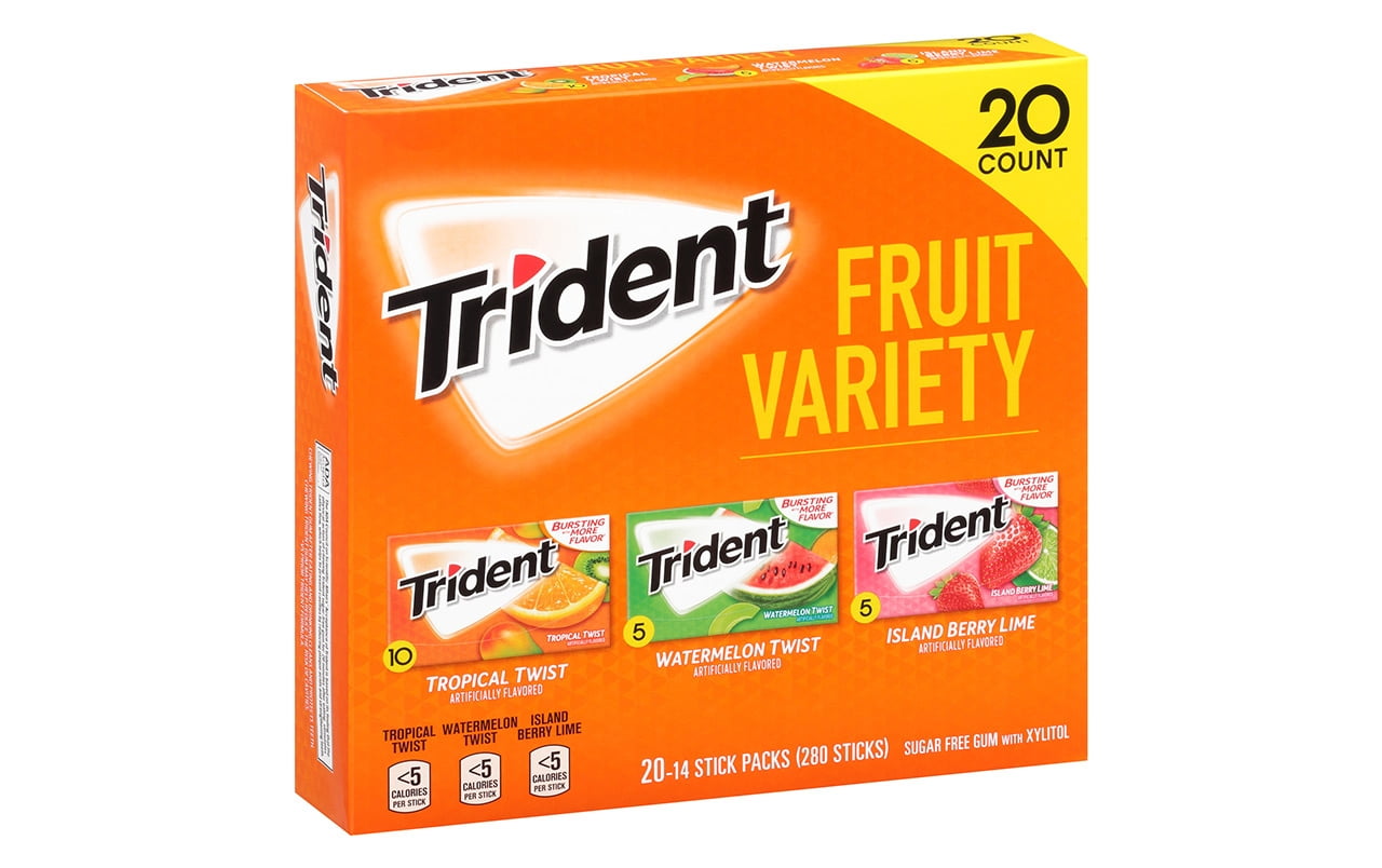Trident Sugar Free Gum Fruit Variety 14 Pieces Count Walmart Com