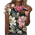 thumbnail image 1 of Mode Femme Été Décontracté Imprimé Col Rond Manches Courtes T-Shirt Blouse Deals Chaud, 1 of 4