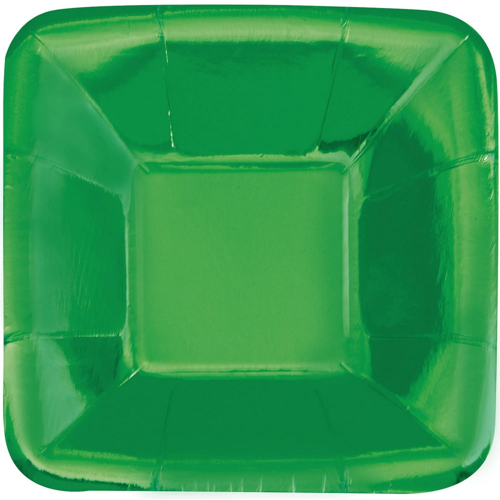 Square Paper Appetizer Plates, 5 in, Foil Green, 8ct
