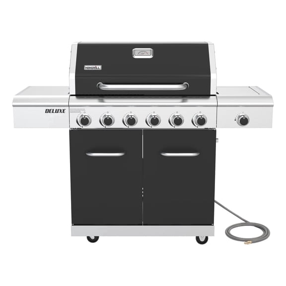 Nexgrill Deluxe 6-Burner Natural Gas Grill with Searing Side Burner and Griddle Insert, Stainless Steel Frame, 60,000 BTUs Output, BBQ Grill for Outdoor Gatherings - 730-0896GH