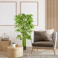 thumbnail image 2 of HOMCOM 5.3ft Artificial Tree Bamboo for Indoor Home Decor, Green, 2 of 10