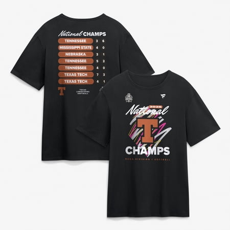 Men's Fanatics Black Texas Longhorns 2026 NCAA Softball Women's College World Series National Champions Schedule T-Shirt