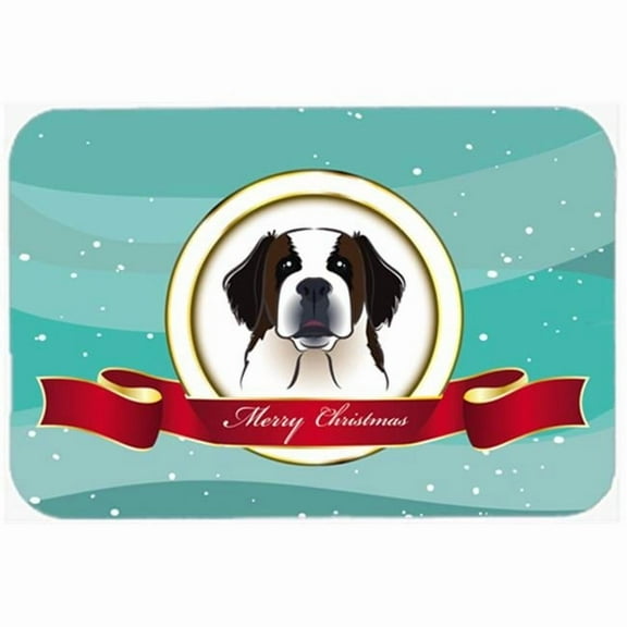 Saint Bernard Merry Christmas Glass Cutting Board Large
