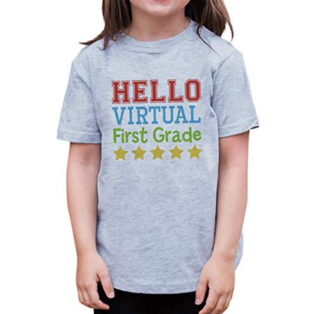 

7 ate 9 Apparel Hello Virtual 1st Grade Grey T-Shirt