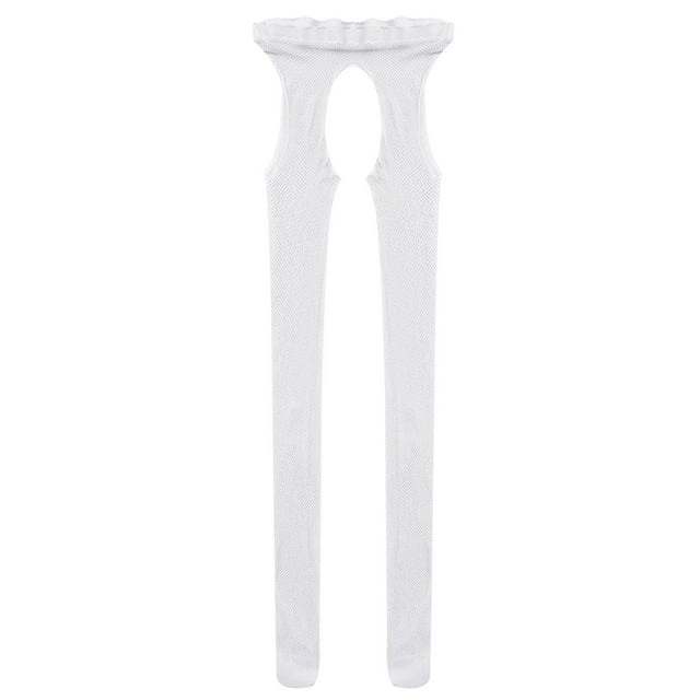 Sywiyi Collants Transparents en Résille pour Femmes, Extensibles, à Entrejambe Ouvert, Blancs, Taille Unique
