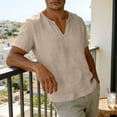 thumbnail image 4 of Dvprdro Mens Cotton Linen T Shirts V Neck Short Sleeve Solid Casual Beach Tops, 4 of 10