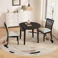 thumbnail image 3 of Harper & Bright Designs Breakfast Small Dining Table Set for 2, 3 Pieces Folding Round Table Set with Drop Leaf and 2 Upholstered Chairs for Small Place Kitchen, Black, 3 of 19