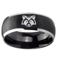 thumbnail image 2 of Tungsten Raccoon Animal 8mm Brushed Black 2 Tone Dome Polished Edges Men Ring, 2 of 2