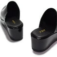 thumbnail image 4 of YDN Women Comfy Platform Round Toe Clogs Mules Slip On Wedge Mid Heel Slippers Sandals Summer Beach Dressy Shoes Size 10.5 Black Patent, 4 of 4