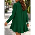 thumbnail image 5 of Long Sleeve Women Casual Button Down Shirt Dress Collared Pleated Swing Mini Dresses, 5 of 6