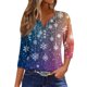 thumbnail image 2 of Puntoco Blusa informal de cuello redondo con mangas 3/4 cortas y estampado a la moda para mujer, 2 of 4