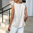 thumbnail image 5 of KIHOUT Women's Casual Solid Color Satin Pleated Round Neck Sleeveless Top Loose Fit Blouse for Daily Work Wear, 5 of 6