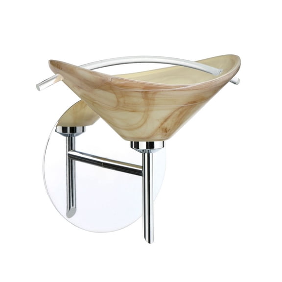 1SW-181305-LED-CR Besa Lighting Hoppi-One Light Mini Wall Sconce-7.5 Inches Wide by 6 Inches High-Chrome Finish-Mocha/Clear Glass Color-LED Lamping