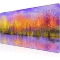 thumbnail image 1 of Mouse Pad, Large Colorful Autumn Trees Desk Mat, Extended Non-Slip Gaming Keyboard Mousepad Desk Pad, Thick Stitched Edges Waterproof Mouse Mat 31.5"x15.7" (Fall Nature Landscape Oil Painting), 1 of 6