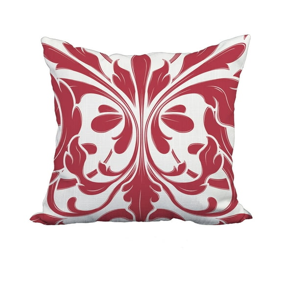 22 x 22 Inch Red Geometric Print Decorative Polyester Throw Pillow with a Linen Texture