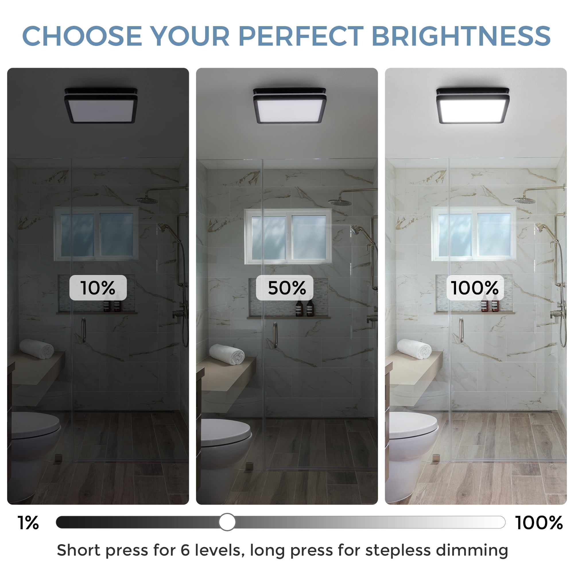 Akicon Dimmer Switch with Night Light Radar Sensor Plate for Bathroom Exhaust Fan, UL Listed, White
