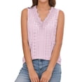 thumbnail image 2 of Rigardu tank top for women Eyelet TopWomen's New Summer V Neck Vest T Shirt Us Size Sleeveless Lace Top for Women womens tank tops Red + XL, 2 of 6