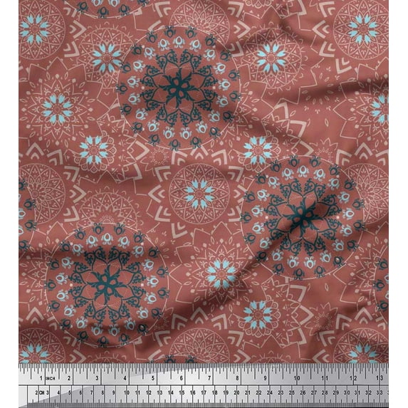 Soimoi Poly Georgette Fabric Mandala Ethnic Fabric Prints by Yard 42 Inch Wide