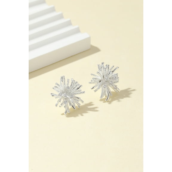 Silver plated shining dandelion stud earrings