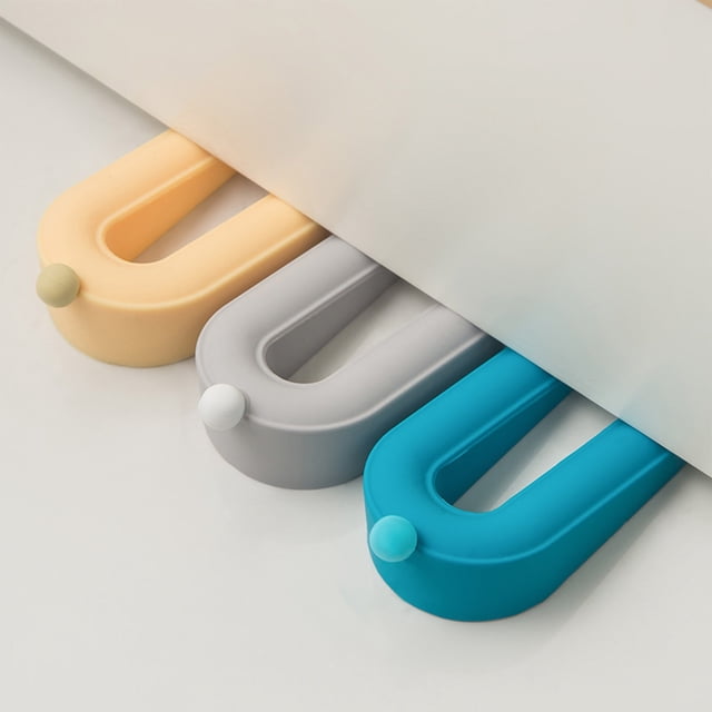 Tope de puerta antiviento - No instalación de taladro, diseño de ventosa para cristales correderos y puertas interiores - Amarillo, azul, gris - 1 pack