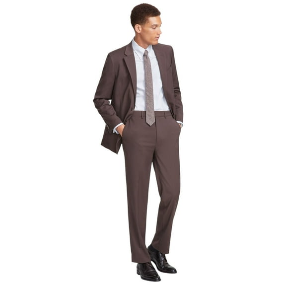Nautica Mens Modern fit 2 Piece Suit 44 R / 38 Waist Brown Solid Stretch