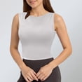 thumbnail image 2 of Gaexia Vest for Women Lightweight,Strapless Bustier Summer Crop Top Fitted Open Back Outerwear Vest Brown Casual Wear, 2 of 5