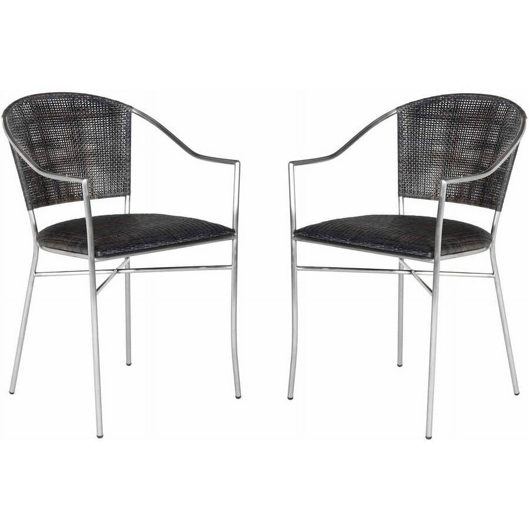 SAFAVIEH Melita Contemporary Rattan Armchair, Black, Set of 2