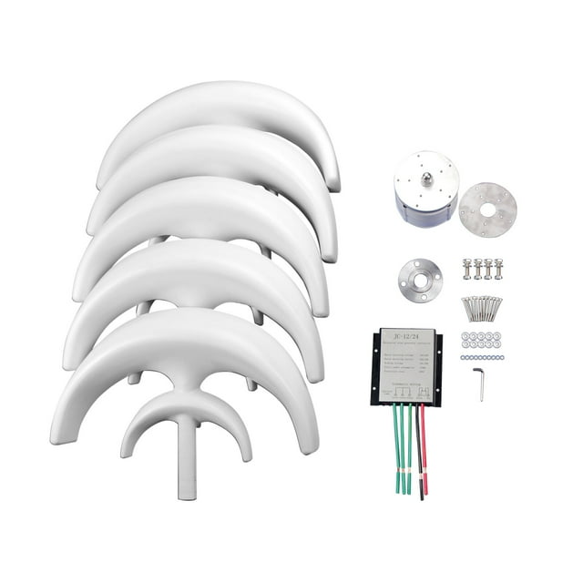 Generador Eólico Compacto con Controlador - Energía Limpia, Modelo Farol de Doble Capa, 12V, 5 Aspas, Hasta 1200W (Blanco) - Ideal para Hogares, Estaciones Meteorológicas y Embarcaciones.
