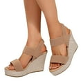 thumbnail image 7 of Aueoeo Wedge Sandals for Women Platforms High Heel Summer Street Sandals with Breathable Knitted Ankle Strap Open Toe Shoes, 7 of 7
