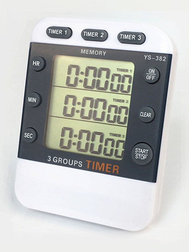 Threechannel timer timer experiment countdown stopwatch clock kitchen timer (white) (power
