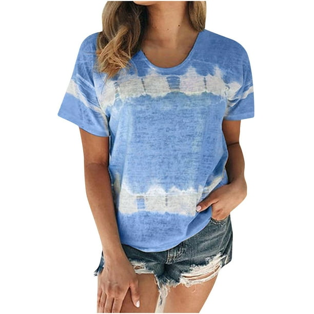 Tops Para Mujer Elegante Casual Tallas Grandes Blusas Camisas Estampado de Moda Camiseta de Manga Corta Cuello Redondo Odeerbi ODB154853