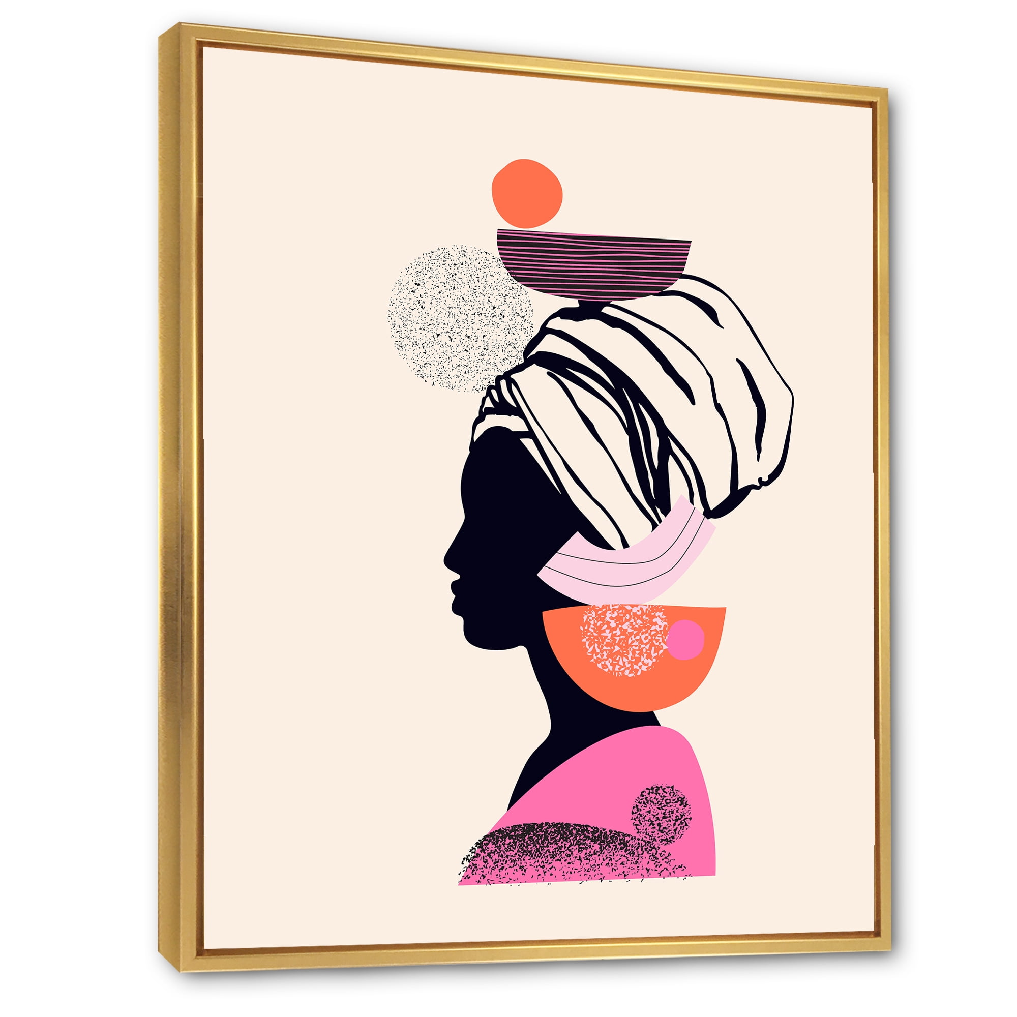 Designart 'Ethnic Portrait of African American Woman' Modern Framed Canvas Wall Art Print