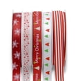 thumbnail image 4 of Juego de cintas decorativas navideñas con estampado de rayas rojas para envolver regalos y decorar fiestas., 4 of 8