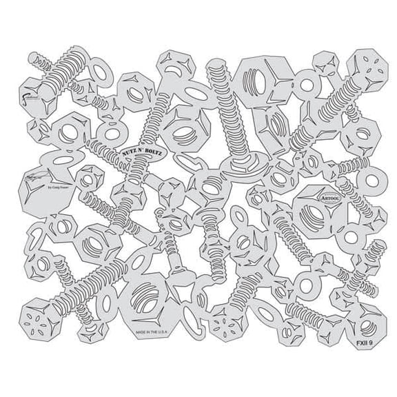 Iwata Artool Freehand Template - Kustom FX II Nutz N' Bolts