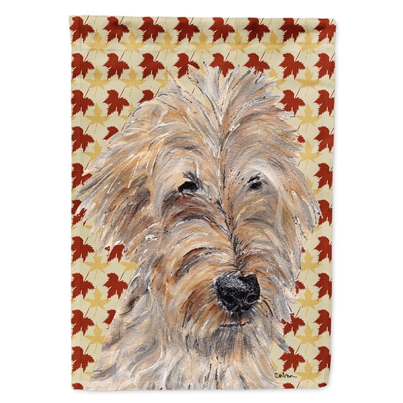 Goldendoodle Fall Leaves Flag Canvas House Size