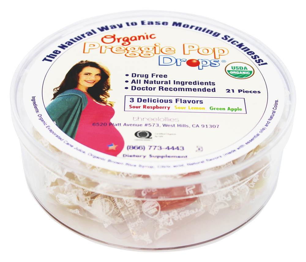 Three Lollies - Organic Preggie Pop Drops Sour Raspberry, Sour Lemon & Green Apple - 21 Piece(s)