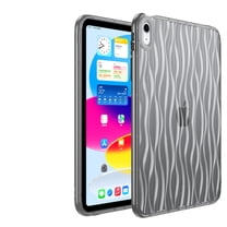 ELEHOLD Clear Case for iPad Air 5th/4th Generation 10.9" 2022/2020, with Ripple Design Transparent Anti-Yellowing Slim Lightweight Soft Shockproof Case for iPad Air 5/4 10.9 inch,Black